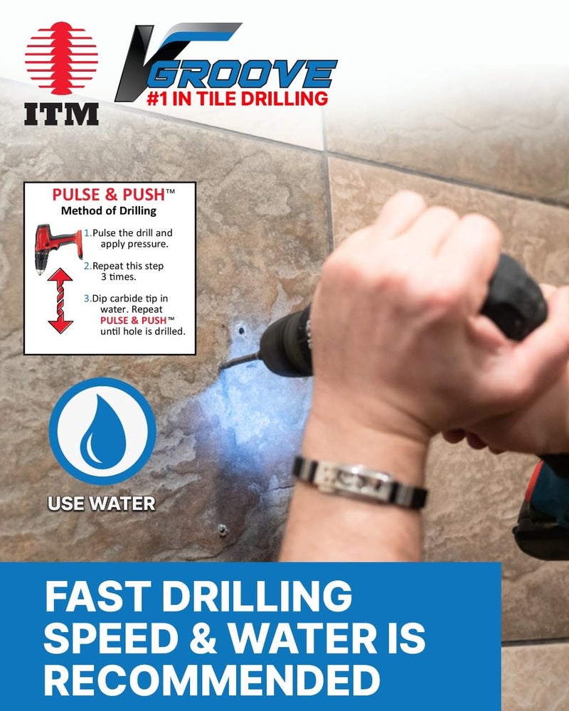 ITM V-GROOVE - VG-4002B - 3/16" X 4" - 25 Pack - Porcelain Tile Drill Bits - Carbide Tipped Drill Bits for Porcelain, Ceramic, Marble, Stone and Glass Tile - Image 5
